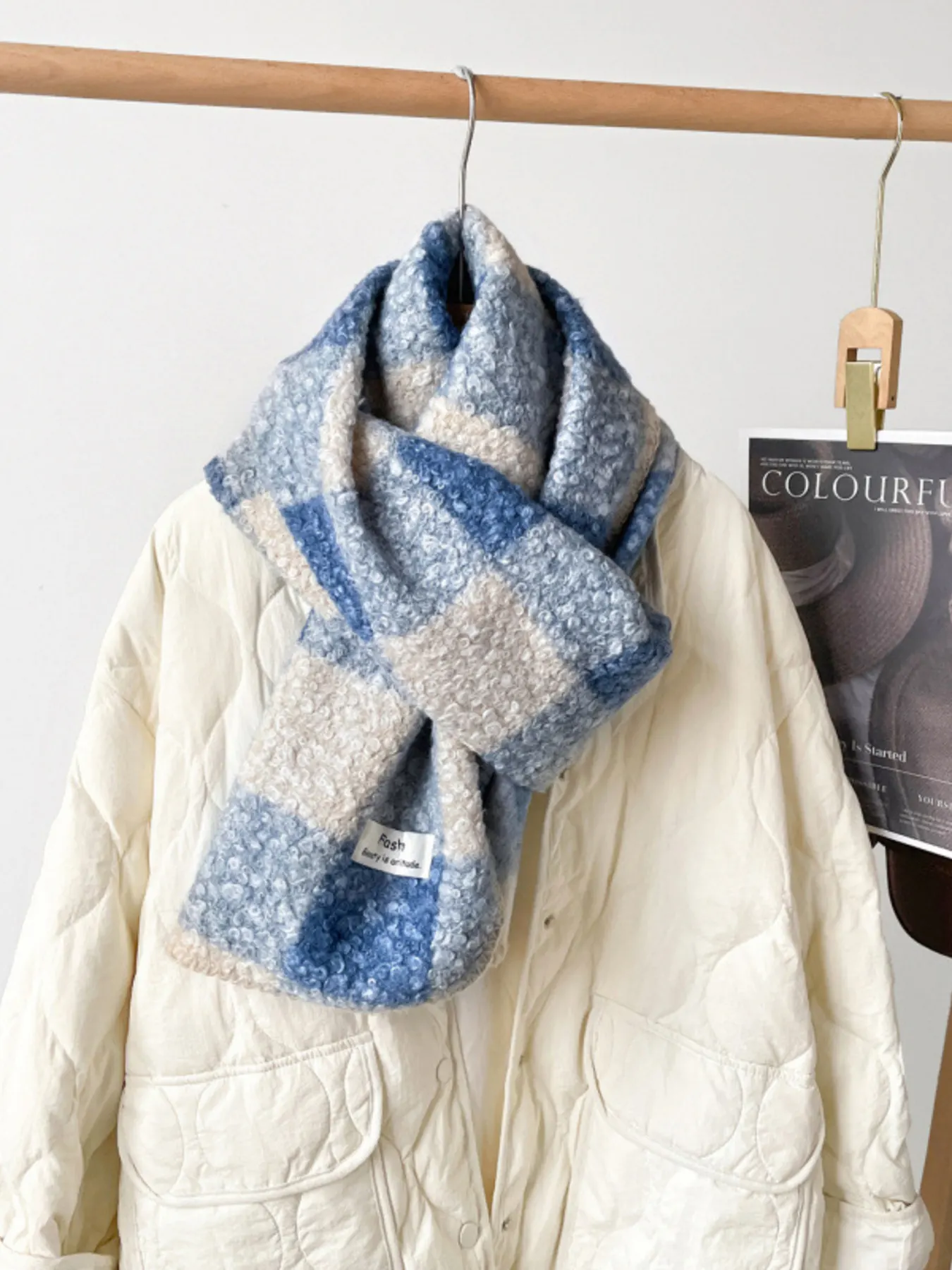 Cozy Plaid Knitted Scarf